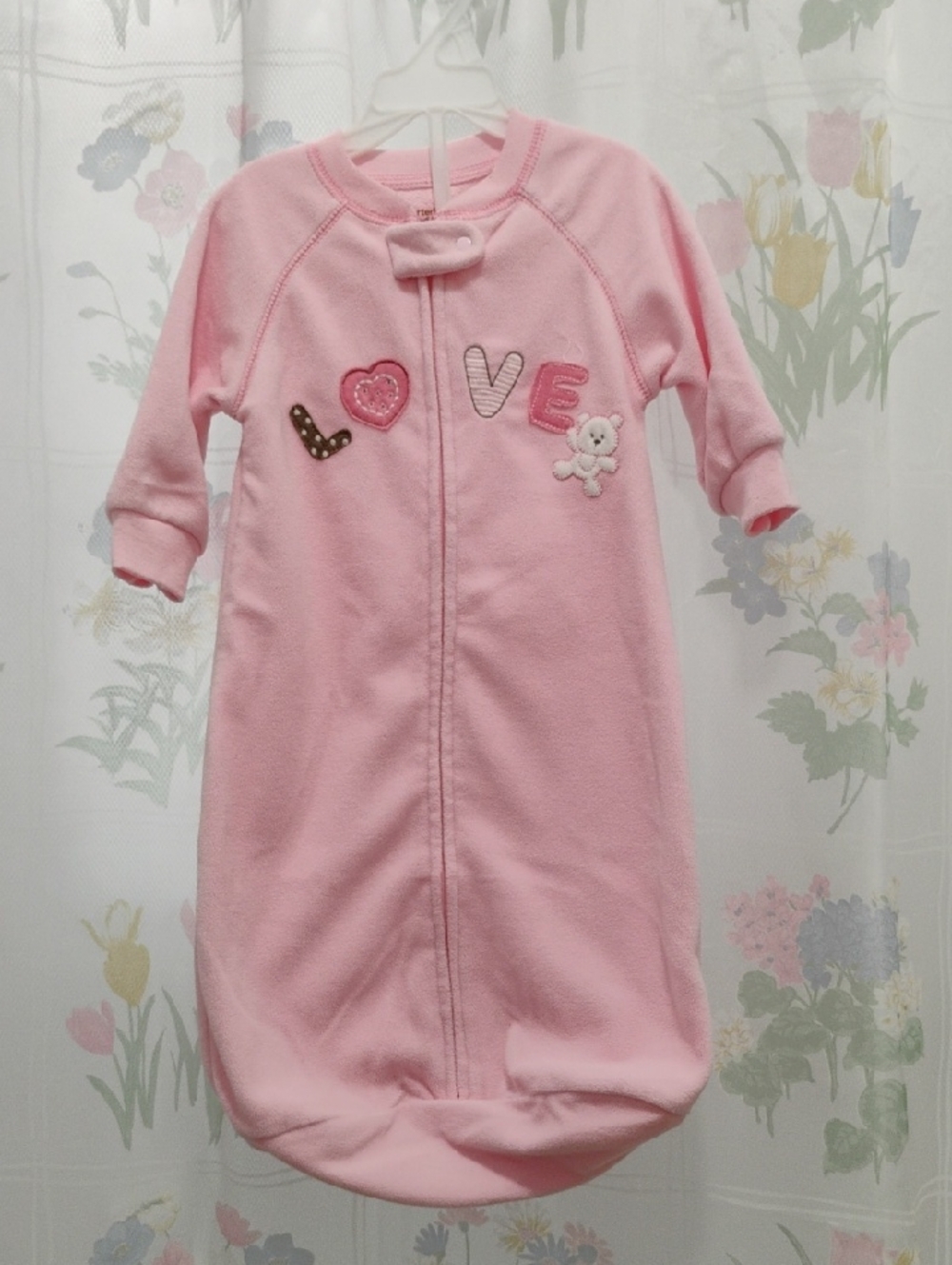 CARTER'S Pink Infant Sleep Gown with Love Appliqué Size 0-9 Months